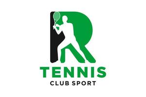 vector initialen brief r met tennis creatief meetkundig modern logo ontwerp.