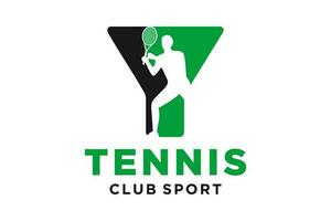 vector initialen brief y met tennis creatief meetkundig modern logo ontwerp.