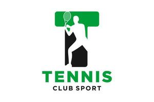 vector initialen brief t met tennis creatief meetkundig modern logo ontwerp.