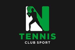 vector initialen brief n met tennis creatief meetkundig modern logo ontwerp.