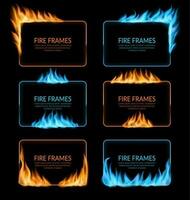 gas- en brand brandend vlam lijsten, vector borders