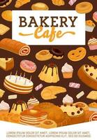 bakkerij winkel, cafe gebakje en toetje vector poster