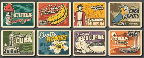 Cubaans reis, voedsel, natuur en cultuur posters vector