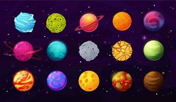 fantasie ruimte planeten oppervlakken tekenfilm vector reeks