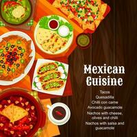 Mexicaans voedsel menu omslag, Mexico keuken gerechten vector