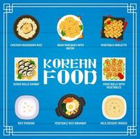 Koreaans keuken vector voedsel Korea, tekenfilm menu