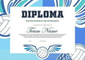 certificaat voor volleybal toernooi winnaar vector