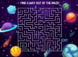 ruimte labyrint doolhof tekenfilm heelal, bordspel vector