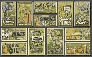 olijf- olie vector retro affiches, biologisch Product