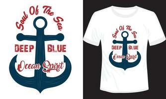 ziel van de zee diep blauw t-shirt ontwerp vector illustratie