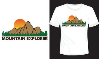 berg ontdekkingsreiziger t-shirt ontwerp vector illustratie
