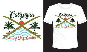 Californië surfen wedstrijd t-shirt ontwerp illustratie vector