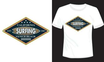 tropisch Californië strand surfing vector wijnoogst t-shirt illustratie, Californië Venetië strand t-shirt ontwerp