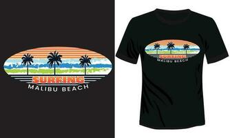 Californië surfing met palm bomen vector modern t-shirt illustratie ontwerp, Californië malibu strand surfing t-shirt ontwerp