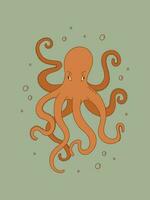 hand- getrokken Octopus wijnoogst poster. vector illustratie van marinier dier. retro aquatisch kraken afdrukken