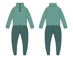 allemaal in een bodysuit jogger joggingbroek met sweater tops technisch mode vlak schetsen vector illustratie sjabloon voorkant en terug keer bekeken