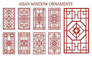 Aziatisch venster ornamenten, koreaans, Chinese, Japans vector