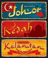 Maleisisch Regio's reizen stickers en borden vector