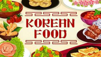 Koreaans voedsel, Aziatisch keuken authentiek gerechten menu vector