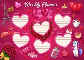 roze hart, Parijs bloem, eenhoorn, wekelijks ontwerper vector
