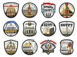 Egypte reis, cultuur en religieus pictogrammen vector