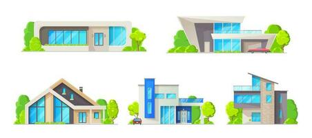 huis gebouw, huisjes, huizen. echt landgoed pictogrammen vector