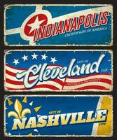 cleveland, Indianapolis en Nashville stad bord vector