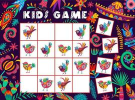 kinderen sudoku spel met alebrije Mexicaans vogelstand rebus vector