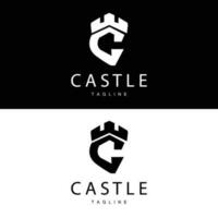 kasteel logo elegant luxe gemakkelijk ontwerp, Koninklijk kasteel vector schild, sjabloon illustratie icoon