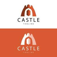 kasteel logo elegant luxe gemakkelijk ontwerp, Koninklijk kasteel vector schild, sjabloon illustratie icoon