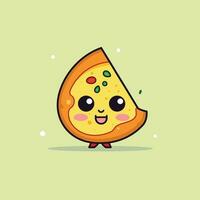 schattig kawaii pizza chibi mascotte vector tekenfilm stijl