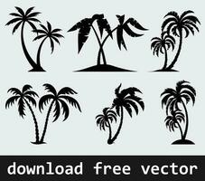 palm bomen silhouet vrij vector