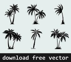 palm bomen silhouet vrij vector