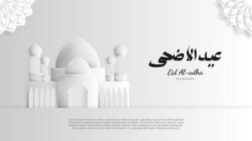 monochroom Islamitisch eid al adha groet achtergrond in papier stijl vector