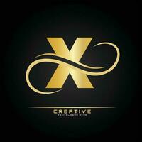 brief eerste luxueus logo sjabloon. logo gouden concept. brief logo met gouden luxe kleur en monogram ontwerp. vector