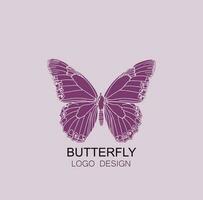 vlinder totaal roze logo ontwerp vector
