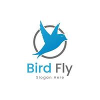 vogel vlieg merk logo vector sjabloon met blauw kleur.
