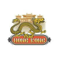 klooster en draak hong Kong reizen vector icoon