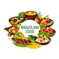 braziliaans voedsel keuken, Brazilië vlees en vis schotel vector