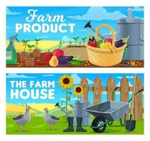 boerderij producten en natuurlijk landbouw banners vector