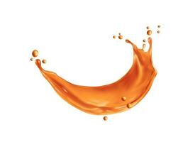 karamel saus Golf plons, realistisch vloeistof stromen vector