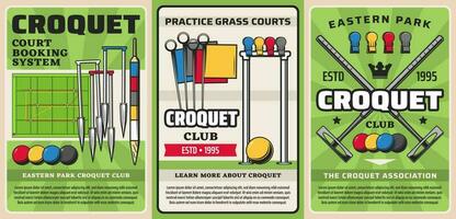 croquet sport uitrusting artikelen, club toernooi vector