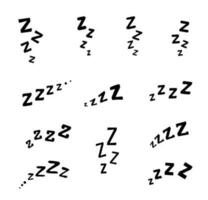 zzz, zzzz tekening bed slaap snurken pictogrammen vector