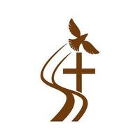 Christendom religie vector icoon duif bovenstaand kruis