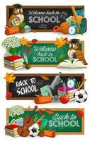 schoolbord en school- benodigdheden, onderwijs banners vector