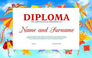 kinderen diploma met vliegers, onderwijs certificaat vector