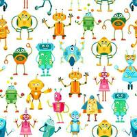 tekenfilm grappig robots en droids naadloos patroon vector