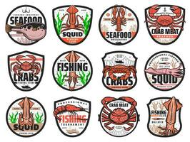 zee visvangst vector pictogrammen voor zeevruchten restaurant