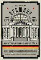 Duitsland reizen retro poster, berlijn stad tours vector