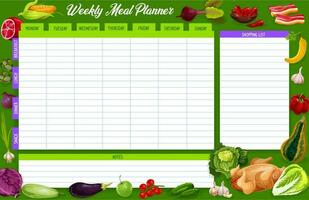 wekelijks maaltijd planner, vector voedsel week plan dagboek